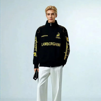 Spring Autumn Thin Racing Embroidered Motorcycle Jacket Cycling Suit Casual Sport Jacket For Lamborghini URUS Huracan Aventador