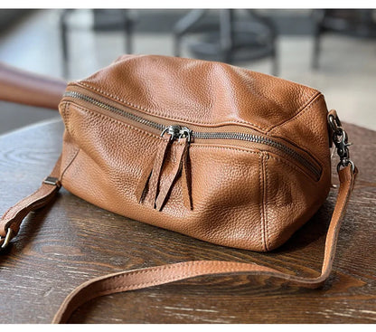 2026 New Leisure Genuine Leather Lightweight Women Shoulder Crossbody Bag Retro Soft Cowhide Versatile Bag