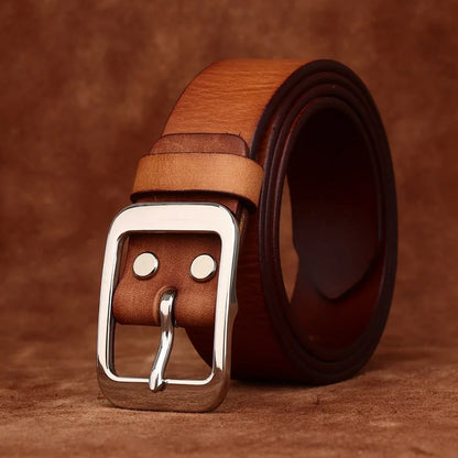 3.8CM Pure Cowhide Stainless Steel Needle Buckle Genuine Leather Casual Jeans Belt Men High Quality Luxury Male Strap Cintos
