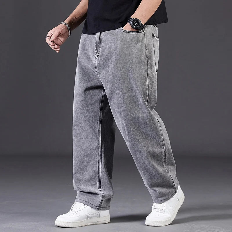Big Size Jeans Men Good Quality Large Size Jumbo Long Loose Pants Plus Size Loose Jeans Men Wearable Seasons Denim Baggy Jean