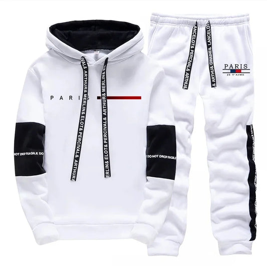 Autumn Winter Mens Tracksuit Print Casual Sweatshirts Sportswear Outdoors Sports Jogging Mens Clothing Single Piece Hoodie Pants