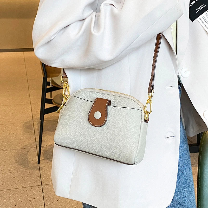 Women's Cowhide Genuine Leather Bag Female Fashion Designer Luxury Handbag Ladies Small Square bag Retro Crossbody Shoulder Bags