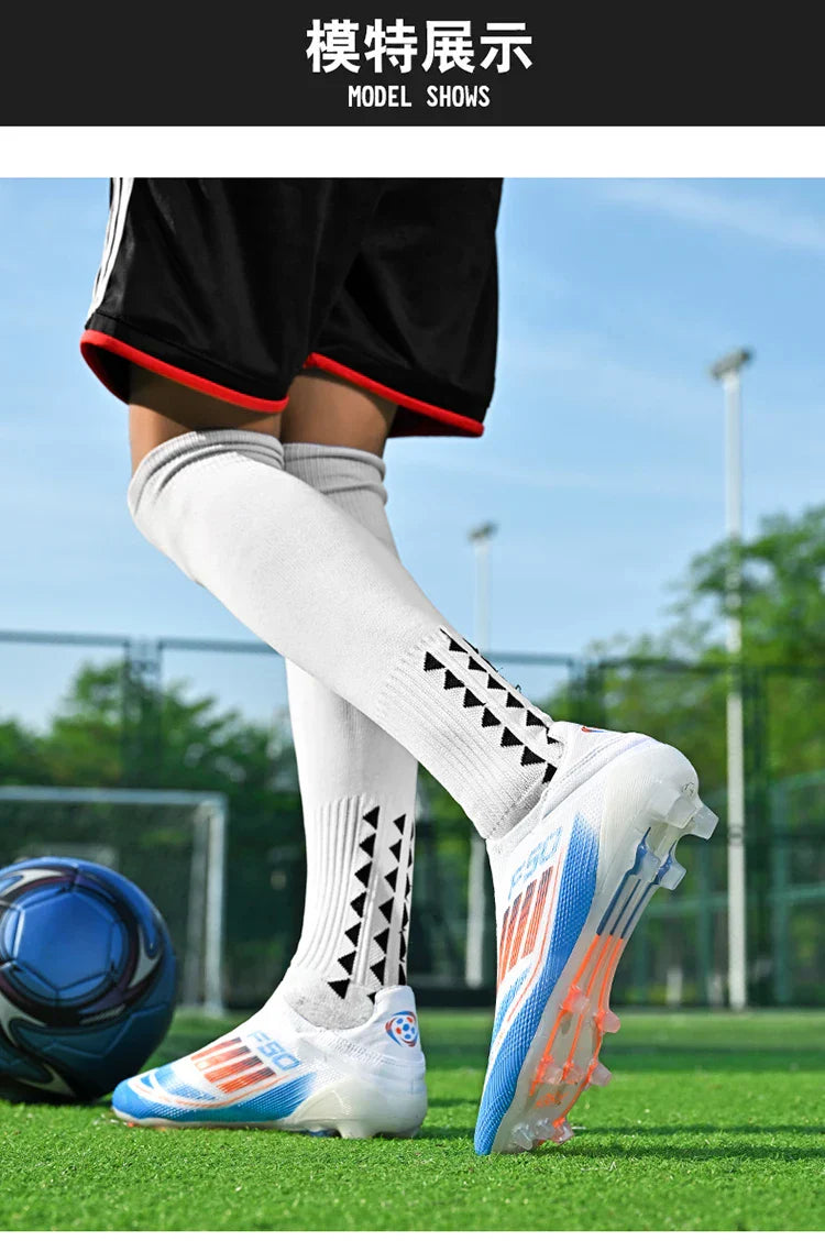 NEW Without-lace F50+ Mens Soccer Shoes Boys Training Non-Slip Turf Soccer Cleats TF/FG Football Sneakers Chuteira Campo 35-45