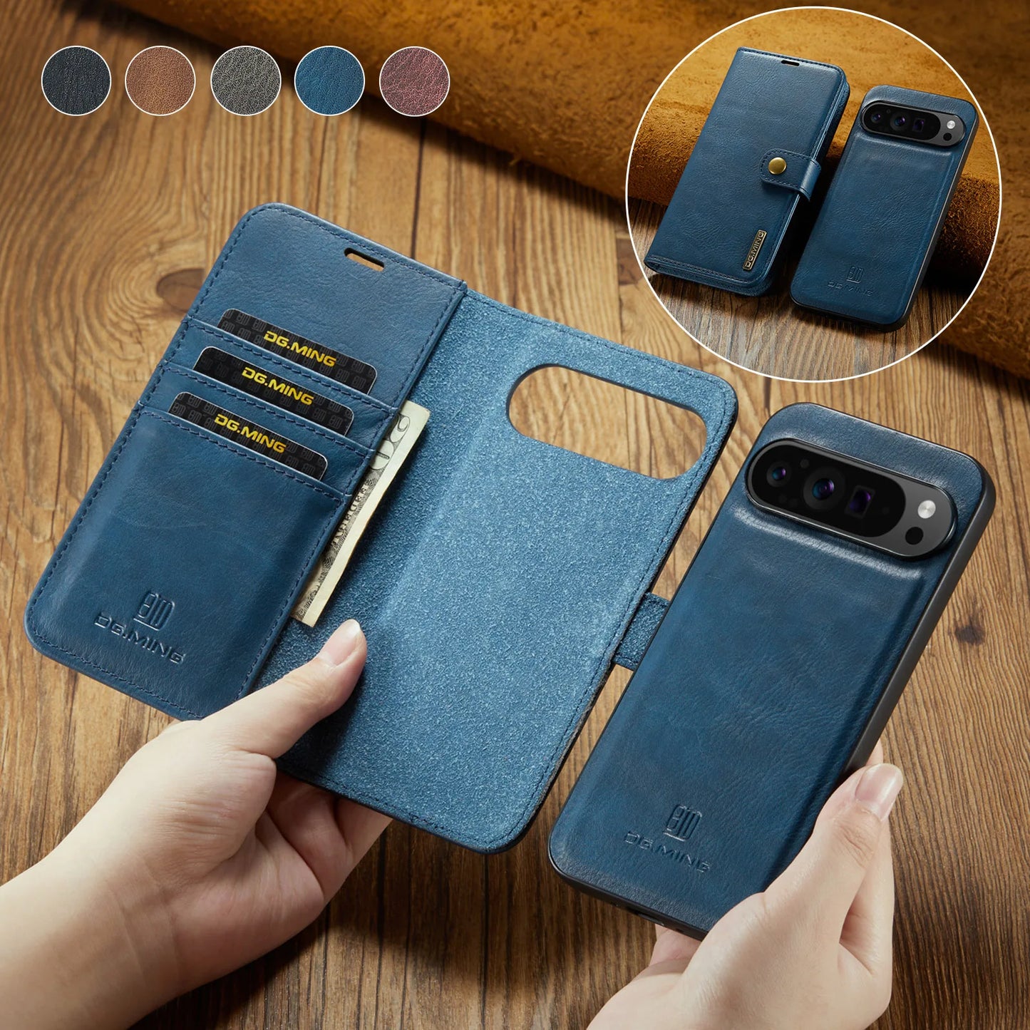 For Google Pixel 6 7 8 9 10 Pro XL/Pixel 5A 6A 7A 8A 9A Magnetic Detachable Cover 2in1 Flip Leather Wallet Phone Case