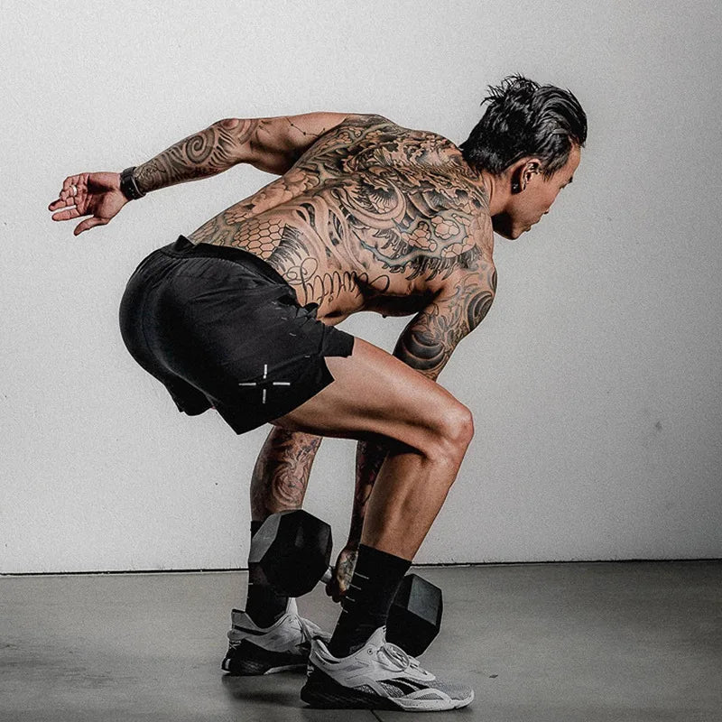 Men's Compression Shorts Quick Dry Elastic Baselayer Summer Gym Running Basketball Fitness Training Casual Sport Quarter Pants