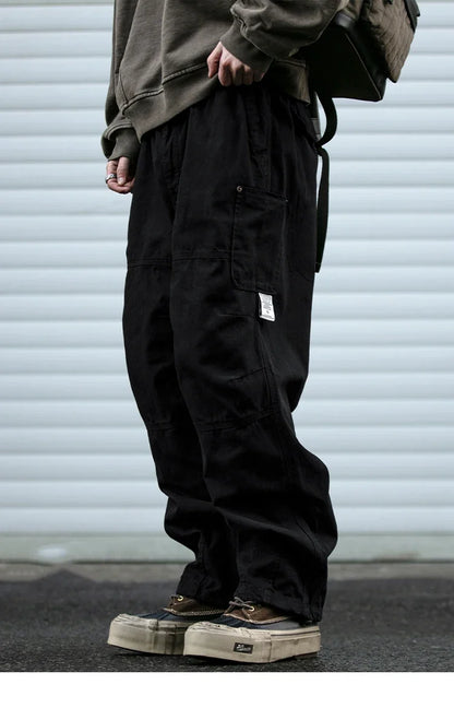 Japanese Vintage Cargo Pants Men Premium Cotton Loose Fit Straight Leg American Fashion Casual Trendy Streetwear Long Workwear