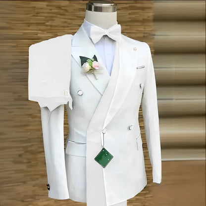 Bespoke Custom White Black Wedding Suit For Men New Design Slim Fit Groom Best Man Wedding Tuxedo Formal Prom Wear 2 Pieces Set