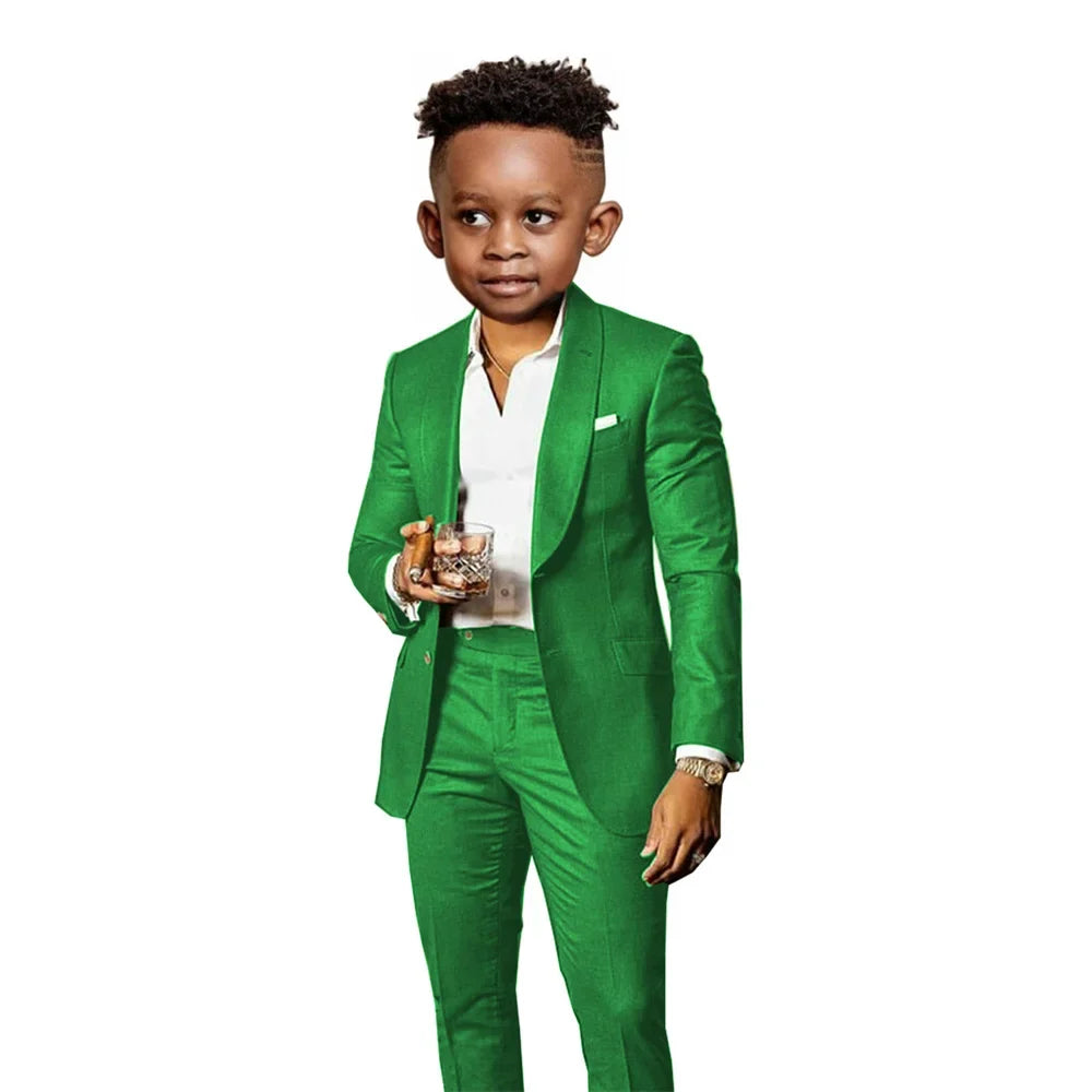 Many Colors Boys Regular Fit Suit Set 2 Pieces Jacket Pants Formal Banquet Outfit Handsome Comfortable Wedding Tuxedo For Kids