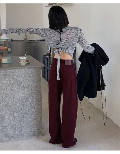 FINEWORDS Vintage High Waist Loose Jeans Women Wide Leg Korean Casual Washed Denim Jeans Streetwear Harajuku Wide Leg Jeans