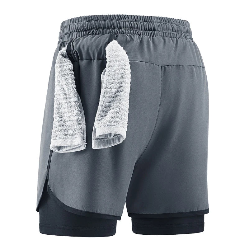 Men Running Shorts Gym Sports 2 in 1 Camo Quick Dry Workout Training Gym Fitness Jogging Short Sweatpants Summer Men Sportswear