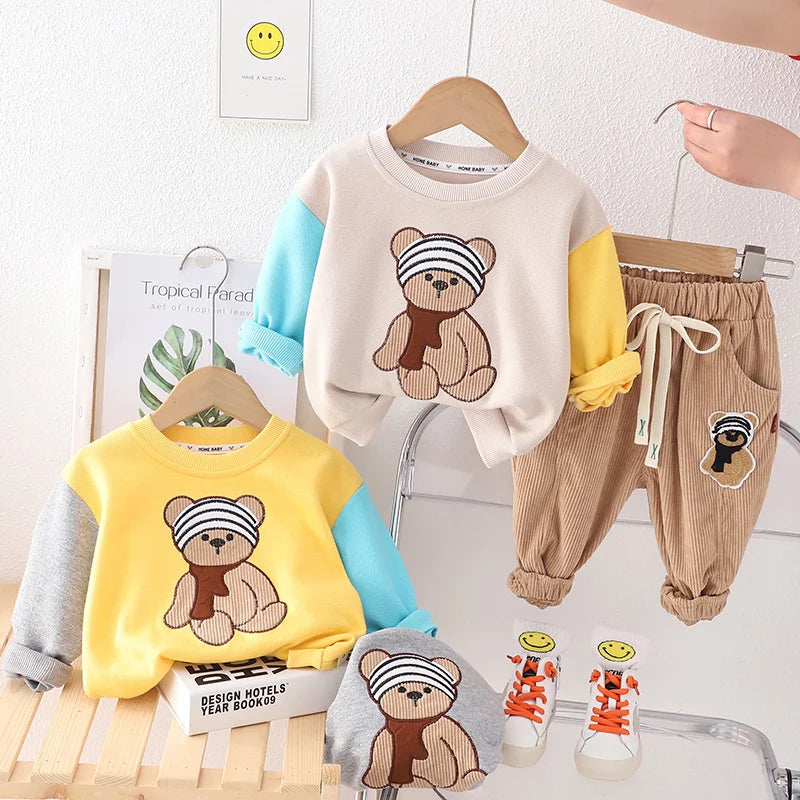 New Spring Autumn Baby Girls Clothes Suit Children Boys Cartoon T-Shirt Pants 2Pcs/Sets Toddler Casual Costume Kids Tracksuits