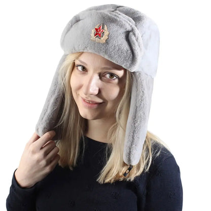 Outdoors Thick Bomber Hat Plush Warm Russian Ushanka Windproof Snow Caps for Women Men
