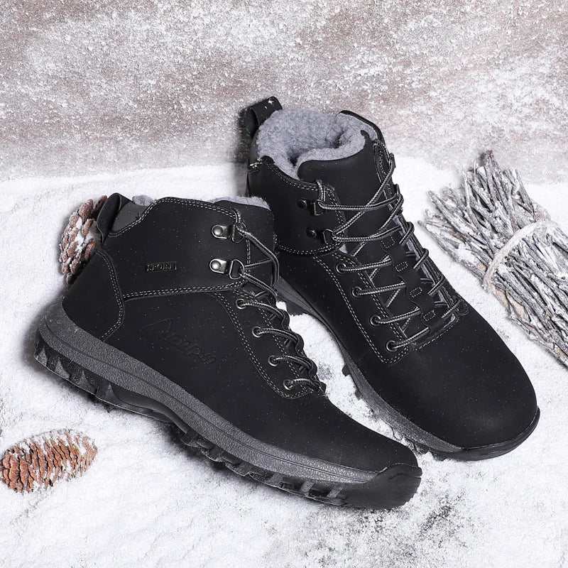 2024 Fashion Outdoor Winter Snow Boots For Men Male Sneakers Adult Quality Rubber High Top Super Warm Plush Warm Ankle Boots
