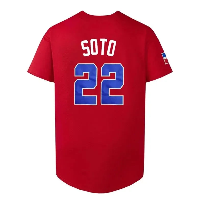 Men's 22 Dominicana Baseball Jerseys 90s Hip Hop Button Down Baseball Shirts for Party Stitched