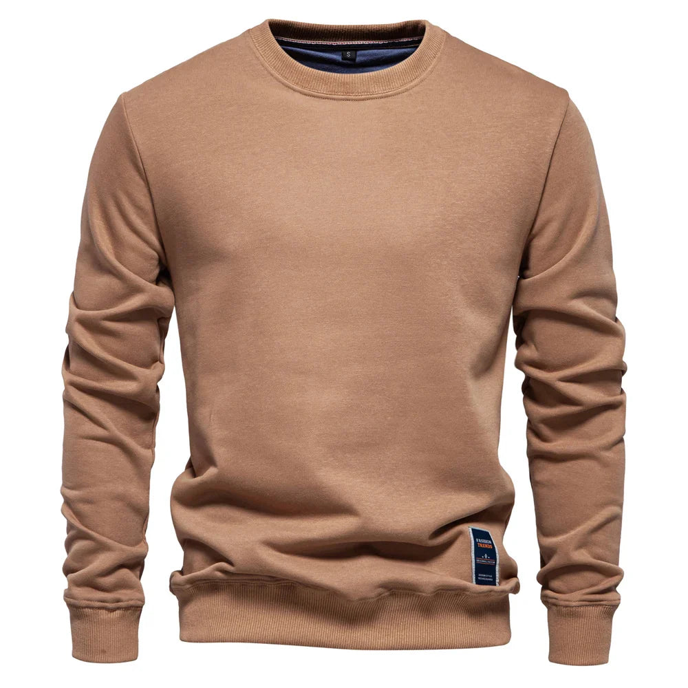 Cotton-blend Mens Crew Neck Solid Color Sweatshirts Pullover Casual Sport Sweatshirt for Men