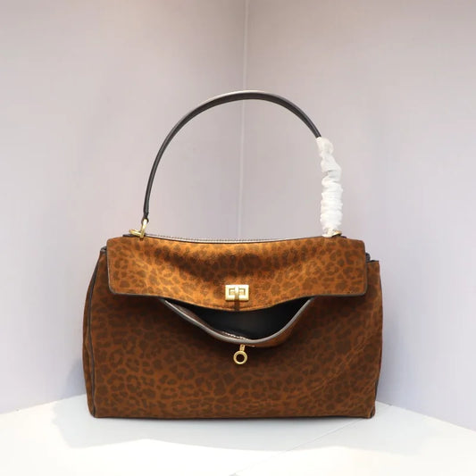 Suede Leather Tote Bag for Women Large Capacity Cowhide Shoulder Bag Designer Lock Satchel Chic Soft Nubuck Crossbody Purse
