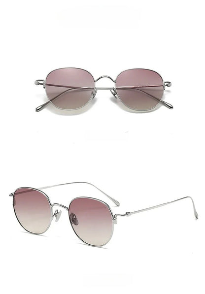 Pure Titanium Ultra Light  Round Women Sunglasses Fashion Outdoor Sports UV400 Men Sunglasses Can Be Paired Prescription Lenses
