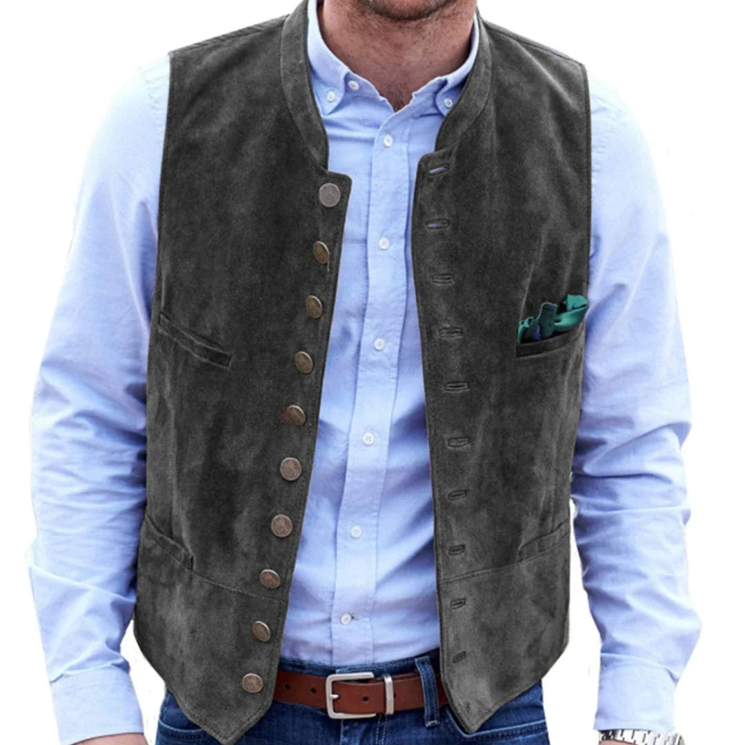 Men Vest Brown Frosted Velvet Single Button Casual Steampunk Style Waistcoat For Business Work Office Daily Sleeveless