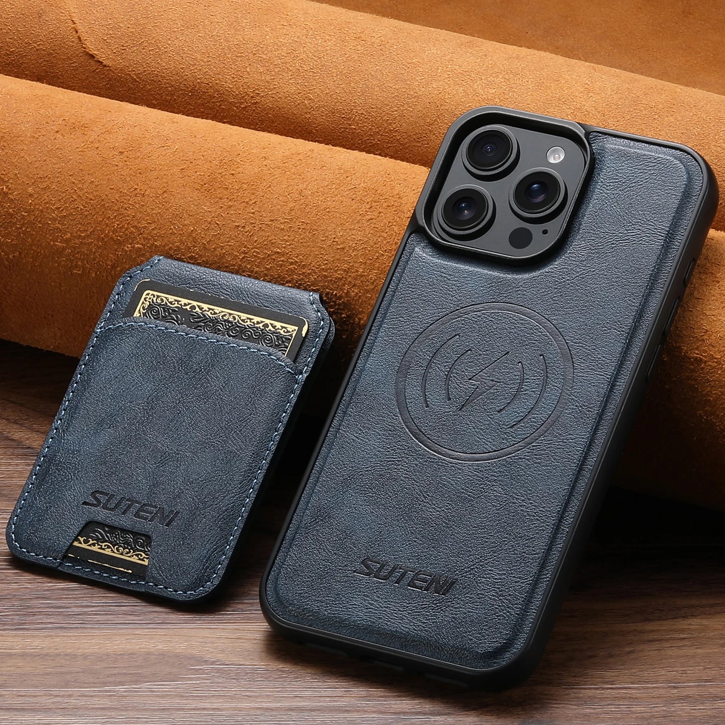 Wireless Charging Magnet PU Leather Phone Case Card Holder Stand For iPhone 17 Pro Max 16 Plus 15 Pro 13 12