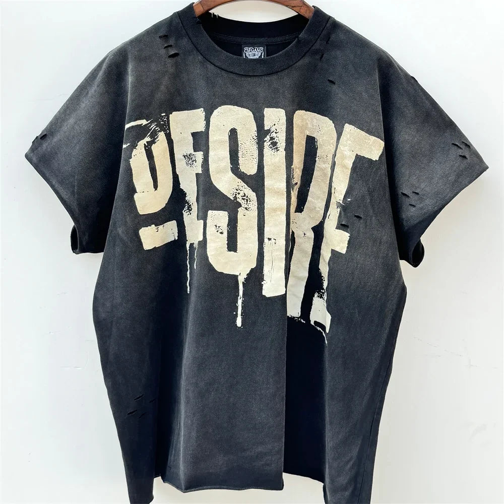 WHAT THE HELL Saint T-Shirts Men Women Best Quality Heavy spray dirty dirty soil air Washed TEE Vintage T Shirt