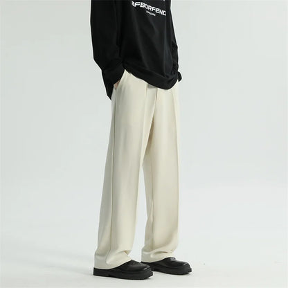 Men's Straight Pants Thin Man Black Comfortable Pant Summer Casual Streetwear Loose Trouser Japanese 5XL Trendy Fashion