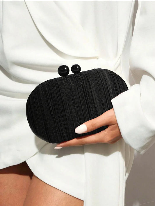 Elegant Satin Pleated Handbag 2025 New Niche Design Bridal Princess Ladies' Evening Bag Ceremony Cloth Round Purses and Clutches