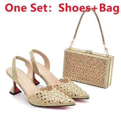 Latest Orange Designer Shoe and Bag Sets From Italy Shoe Woman Summer 2025 Wedding Fashion Party Shoes and Bag Match for Women