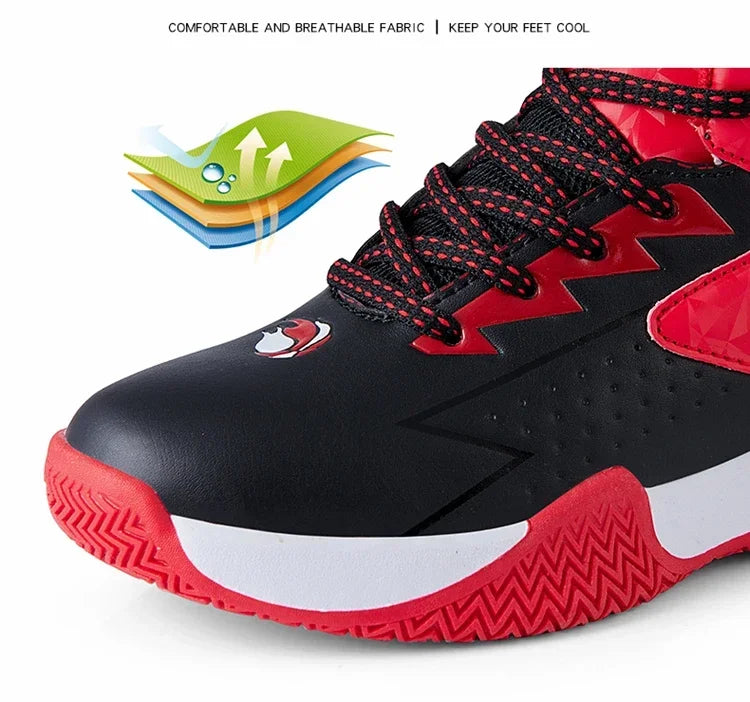 Children Basketball Shoes for Boys Girls Kids Teenagers Breathable Non-slip Lace Up Indoor Outdoor Training Sneakers Tennis Shoe