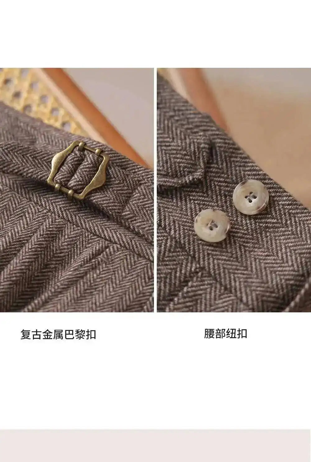 Autumn Herringbone Dress Pants For Men Naples Men's Wool Blend High Waist Social Casual Versatile Long Pants Office Trousers Men