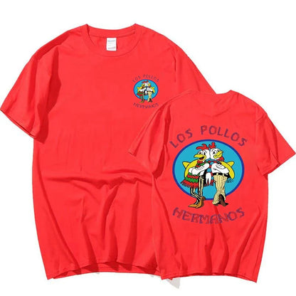 TV Series Breaking Bad Los Pollos Hermanos Double Sided Print T Shirts Funny Chicken Brothers Men's Women's T-shirt Streetwear