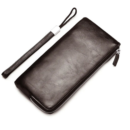 Nouvelle Pochette pour Homme Style Business Grand Portefeuille en Cuir PU Souple Homme avec Dragonne Sac Élégant Décontracté et Tendance Sac à Main Pochette Homme