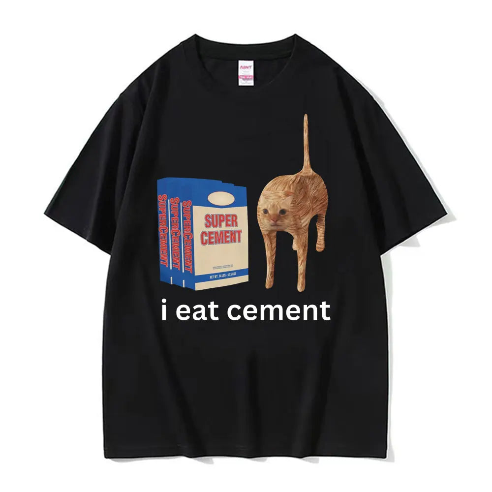 I Eat Solder Cursed Funny Cat Meme T Shirt Men Women's Clothing Fashion Casual T Shirts Summer High Quality Cotton T-shirts Tops