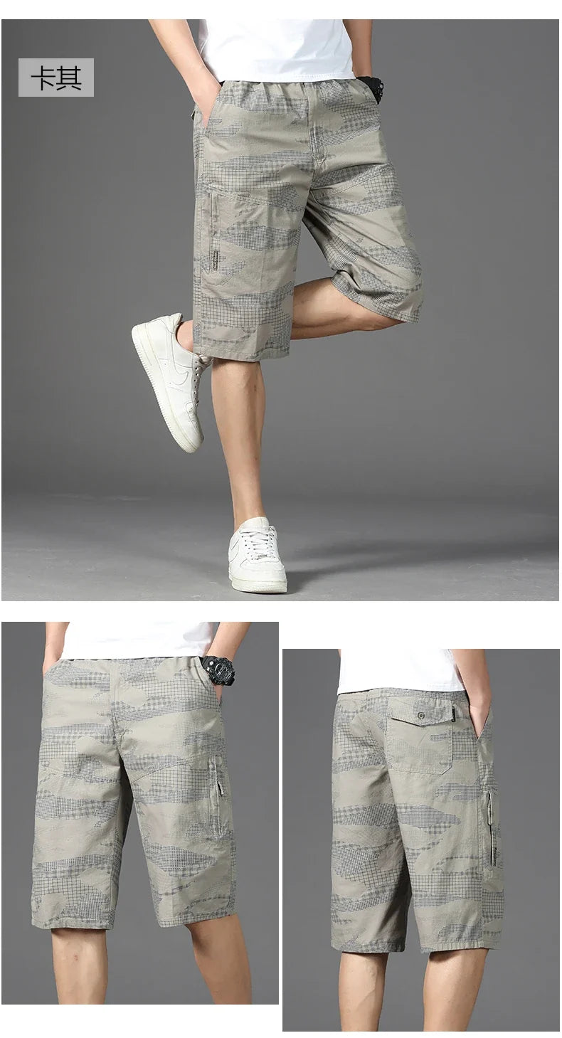 High Quality Men's Camouflage Shorts Print Casual Short Pants 6XL Plus Size Below Knee Shorts Homme Sprots Pants