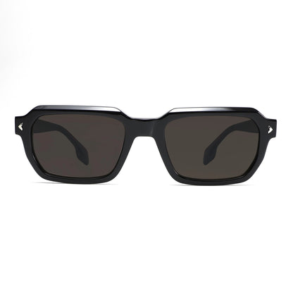 Designer Retro Rectangle Sunglasses Color Block Black Dark Red Temples UV400 Unisex Eyewear