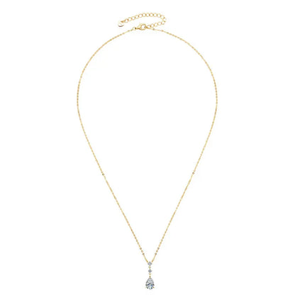 Exquisite 7x10mm Pear Cut Moissanite Pendant Necklace With Certificate for Women 925 Sterling Silver Chains Jewerly Gift