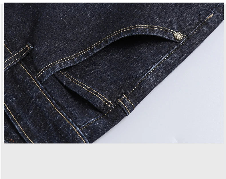 New Men's Fashion  Business Casual Stretch Slim Jeans Classic Trousers Denim Pants Male Black Blue