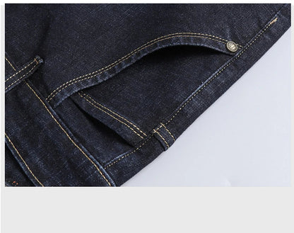 New Men's Fashion  Business Casual Stretch Slim Jeans Classic Trousers Denim Pants Male Black Blue