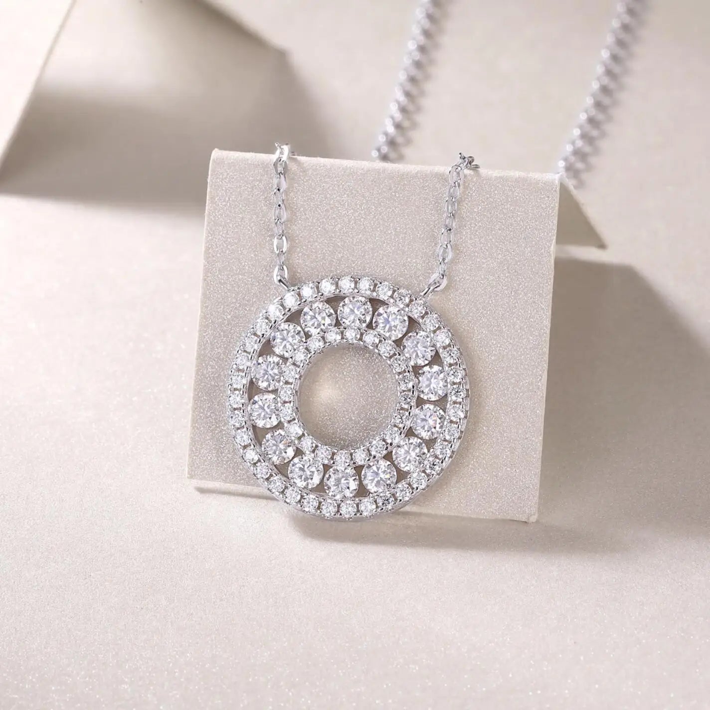 Full Moissanite Pendant Necklace 925 Sterling Silver 18k Gold Plated Diamond Clavicle Chain for Women Wedding Jewelry collares