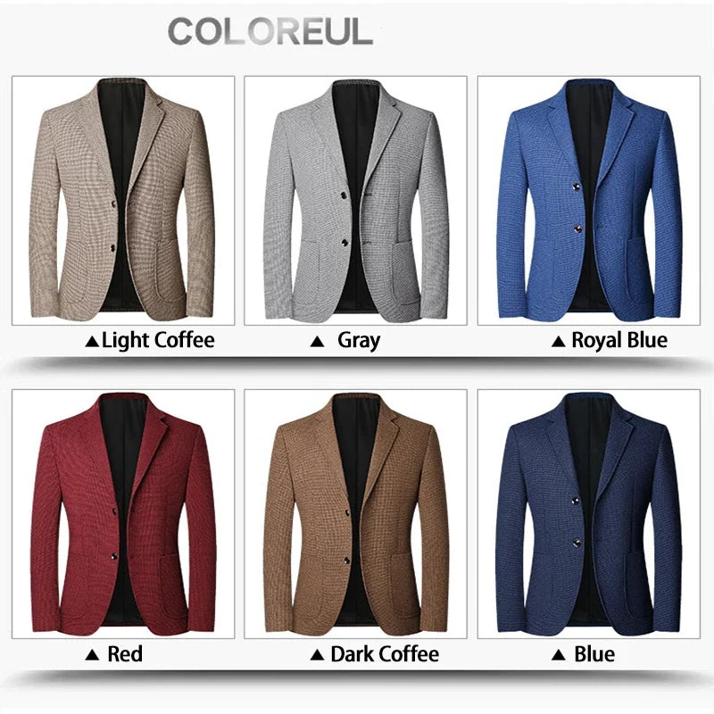 2025 Spring and Autumn New Six Color Checkered Non-iron  Suit Jackets for Men, Royal Blue Casual Blazer Masculino /blazer Hombre