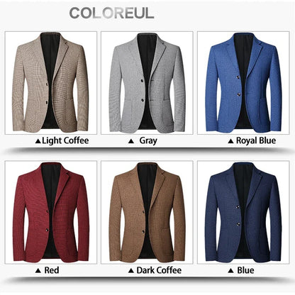 2025 Spring and Autumn New Six Color Checkered Non-iron  Suit Jackets for Men, Royal Blue Casual Blazer Masculino /blazer Hombre