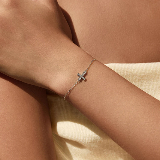 Bracelet à maillons croisés classiques et simples en argent sterling 925, avec moissanite étincelante de couleur D et de pureté VVS1, pour femmes, bijou de luxe