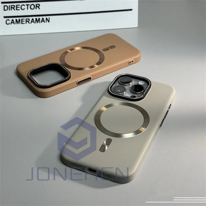 Luxury Solid Color Matte Magnetic Wireless Charge Case For Magsafe For iPhone 15 14 13 12 16 17 Pro Max Ultra Thin Hard PC Cover