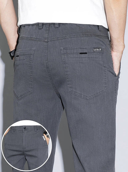 2025 New Men's Casual Pants Spring Summer Thin Business Straight Cotton Stretch Classic Work Trousers Korean Brand Clothing