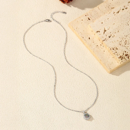 1CT Multicolor Round Moissanite Necklaces 925 Sterling Silver Luxury Classic Pendant Necklace For Women Fine Jewelry