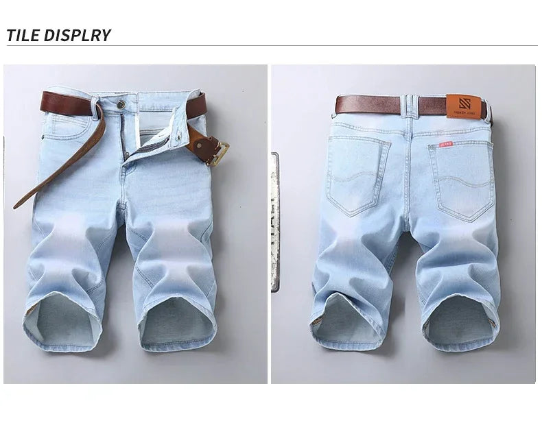2025 Summer Brand Stretch Thin Bermuda Masculina Cotton Denim Jeans Jorts Men Knee Length Soft Ropa Hombre Shorts
