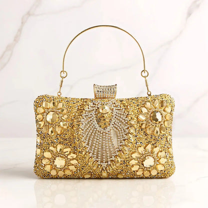 Flower One Side Glitter Tassel Women Evening Bags Diamonds Small Day Clutch Luxury New Chain Shoulder Handbags For Party