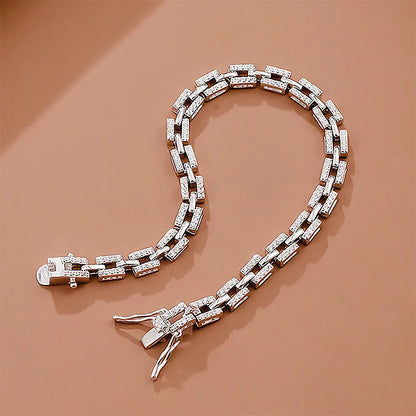 Hip Hop Moissanites Diamond Bracelets 925 Sterling Silver Cuban Chain Luxury Designer Tank Chain for Women Party Fine Jewelry