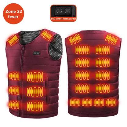 New Winter Unisex V-Neck 22 Zone Heat Resistant Warm Vest Middle-Aged And Elderly People Worn Both Inside And Outside Waistcoat