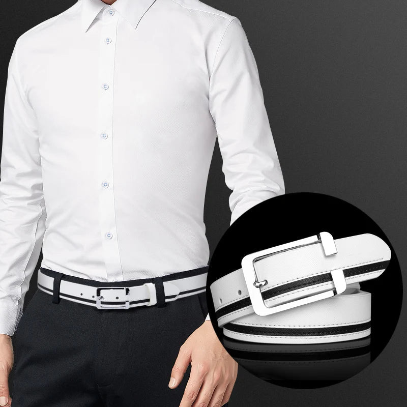 Luxury Brand Belts for Men &Women Unisex Fashion Shiny White Design pin Buckle High Quality Waist Leather Belts ceinture homme