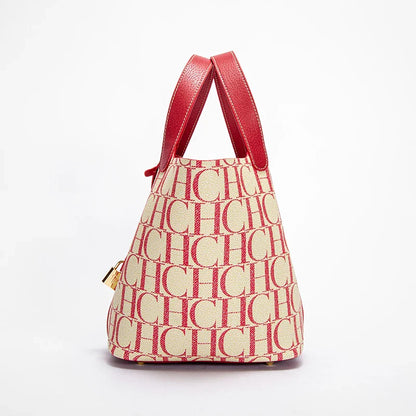 Classic Fashion Retro Design New 2024 Women's Vegetable Basket Bag with Metal Decorative Letter Design Women's Handbag